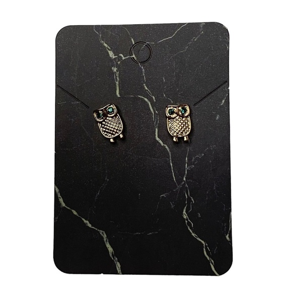 Gold owl earrings - Picture 1 of 2
